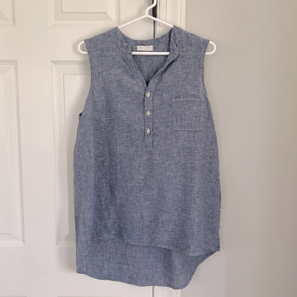 CP Shades Chambray Linen Sleeveless Blouse/Tunic